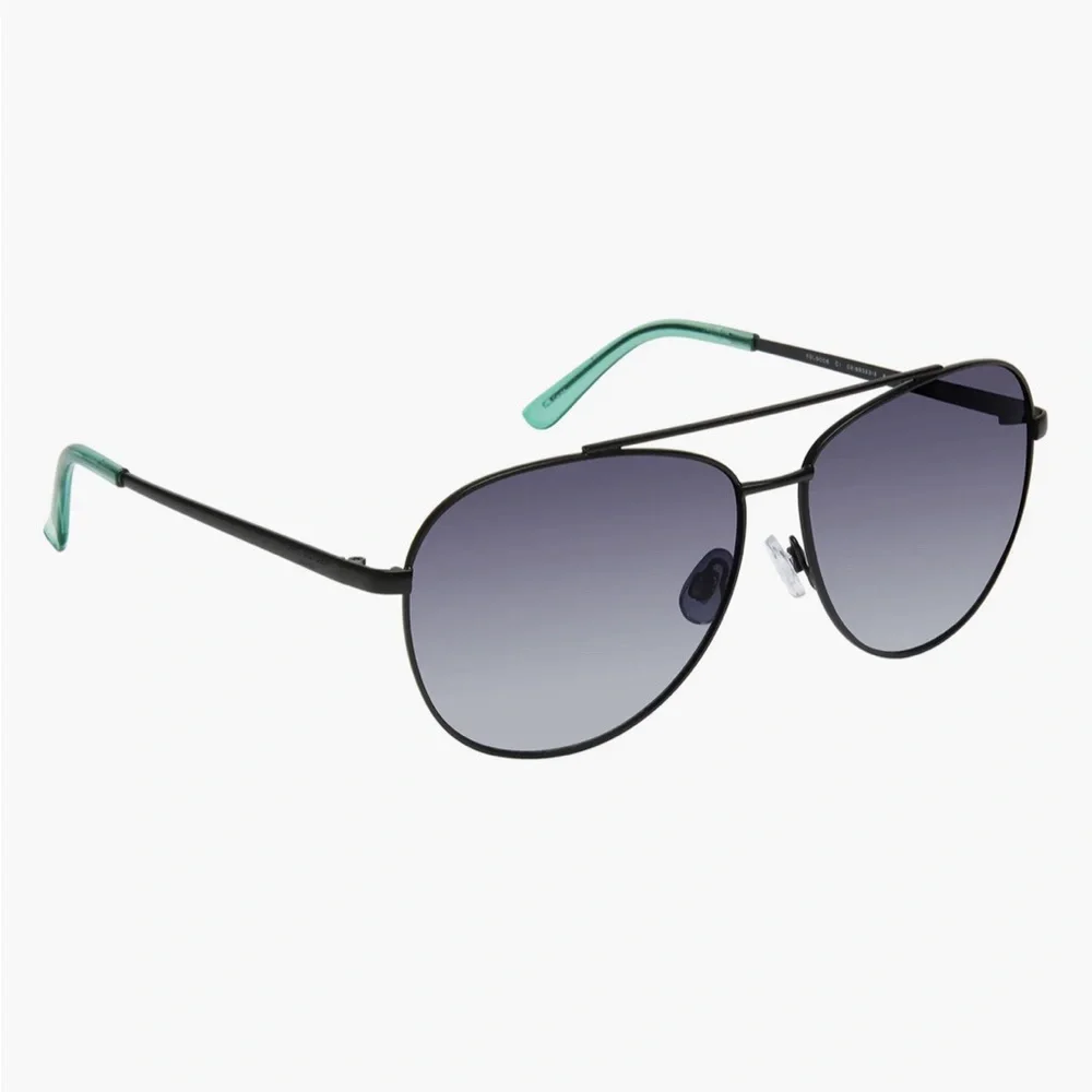 NWT KURT GEIGER LONDON 61mm Aviator Sunglasses Black Crystal Green/ Smoke‎